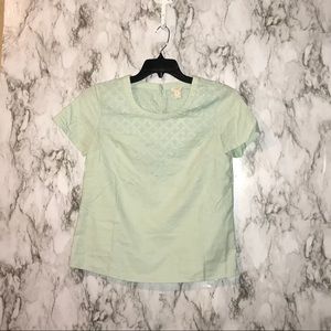 🛍J crew size 0  mint green  embroidered shirt